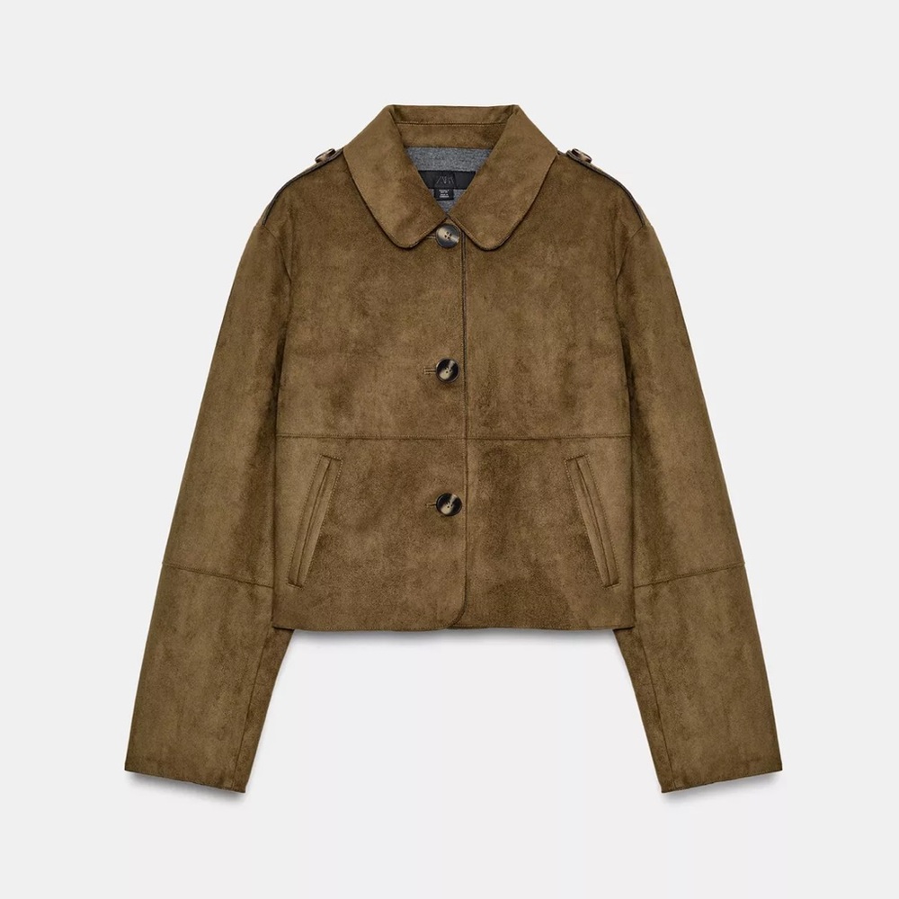 Zara FAUX SUEDE CROPPED JACKET
